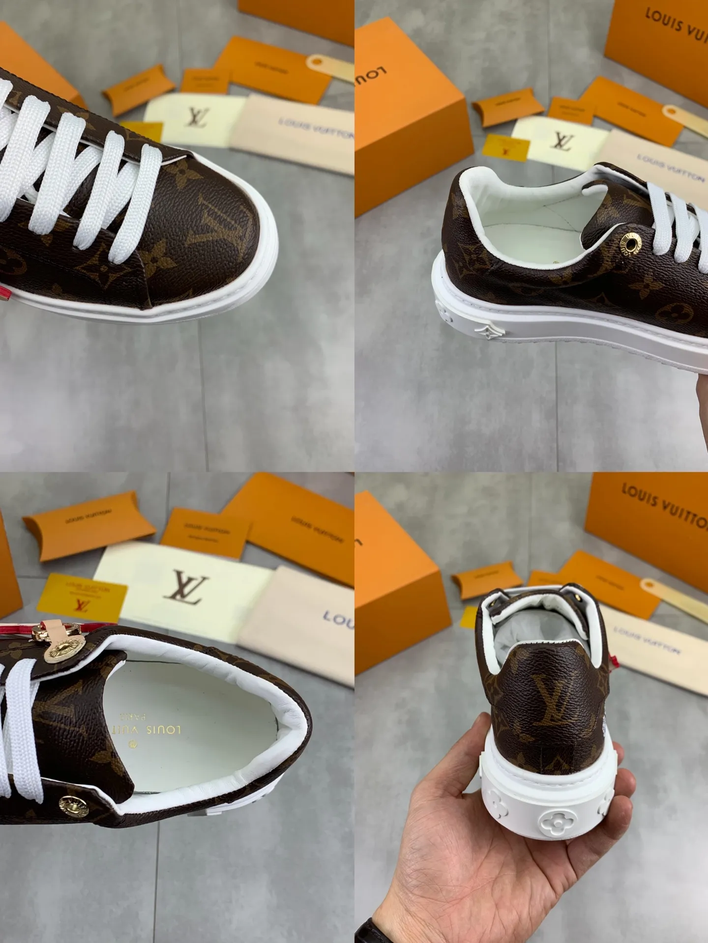 Factory price P700 💶 Top version [LOUIS VUITTON] Couple 🧑‍🤝‍🧑 Craftsman style Counter series (original order) New style 🍀LV Louis Vuitton - top version LV classic high-top trendy shoes! Made of imported original craft calfskin, original breathable lining, and original wear-resistant, lightweight, high-end TPU outsole! High quality products! 3️⃣ colors available, code numbers: female 35-39, male 39-44 (female 40, male 45 46 customized)